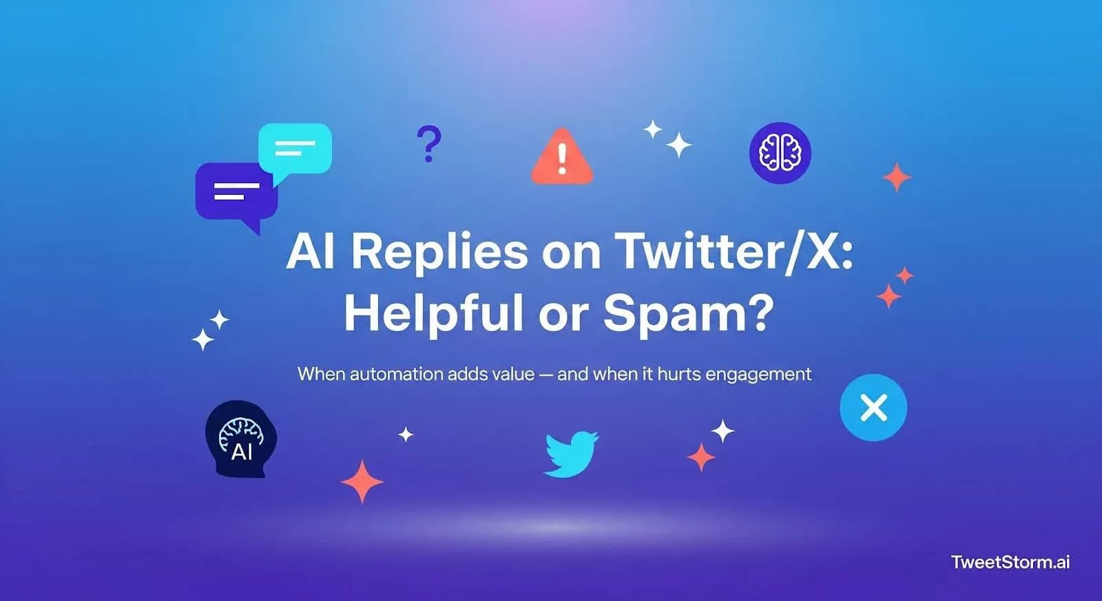 Helpfulness of AI replies on Twitter/X is explained. TweetStormAI